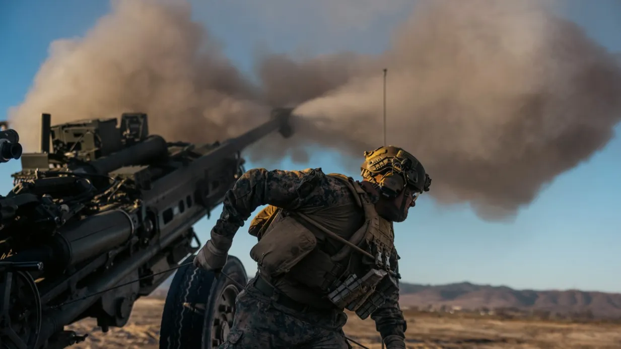 Marines fire a M777 howitzer in a rehearsal on Oct. 17, 2025. U.S. Marine Corps photo by Gunnery Sgt. Aaron S. Patterson