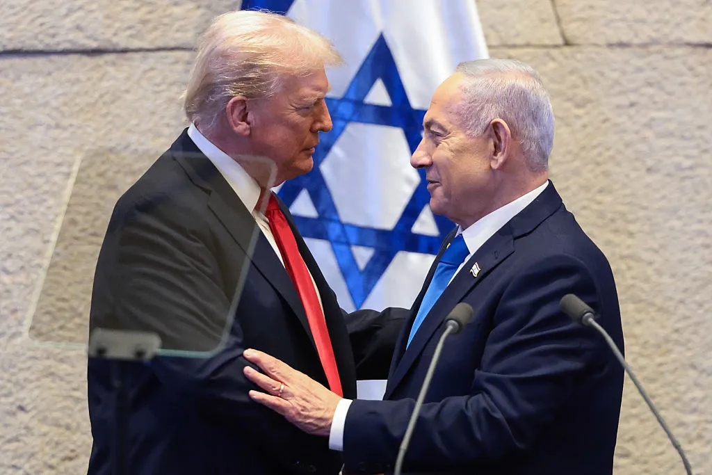 (Trump and Netanyahu at the Knesset celebrating their “peace deal” just days before it fell apart. Image credit: Evelyn Hockstein - Pool // Getty Images)