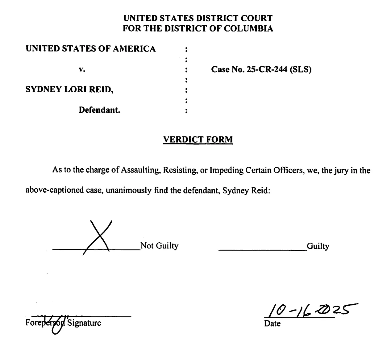 not guilty verdict form
