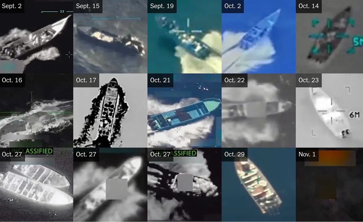 Graphic from the New York Times, based upon social media posts by President Trump and Secretary Hegseth