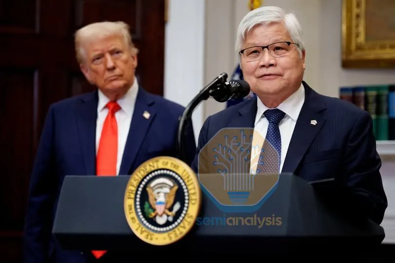 TSMC CEO C.C. Wei, at the White House in March 2025, at that point “the most important man in the room” according to President Trump. Source: AFP