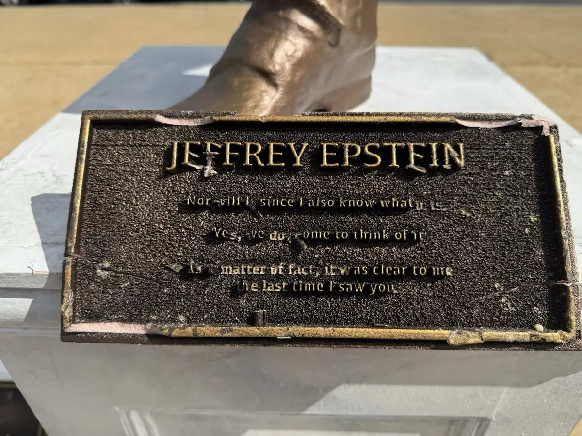 Epstein statue repaired via Secret Handshake