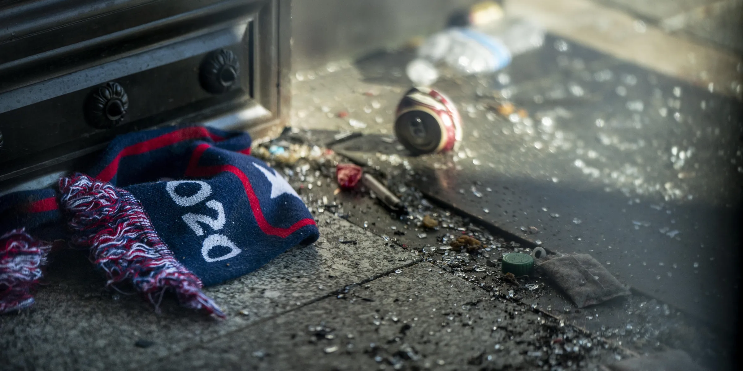 Protestor debris on the East Front steps in front of the entrance to the Rotunda in the Capitol Building in Washington on Jan. 7, 2021. Photo: Melina Mara/The Washington Post via Getty Images