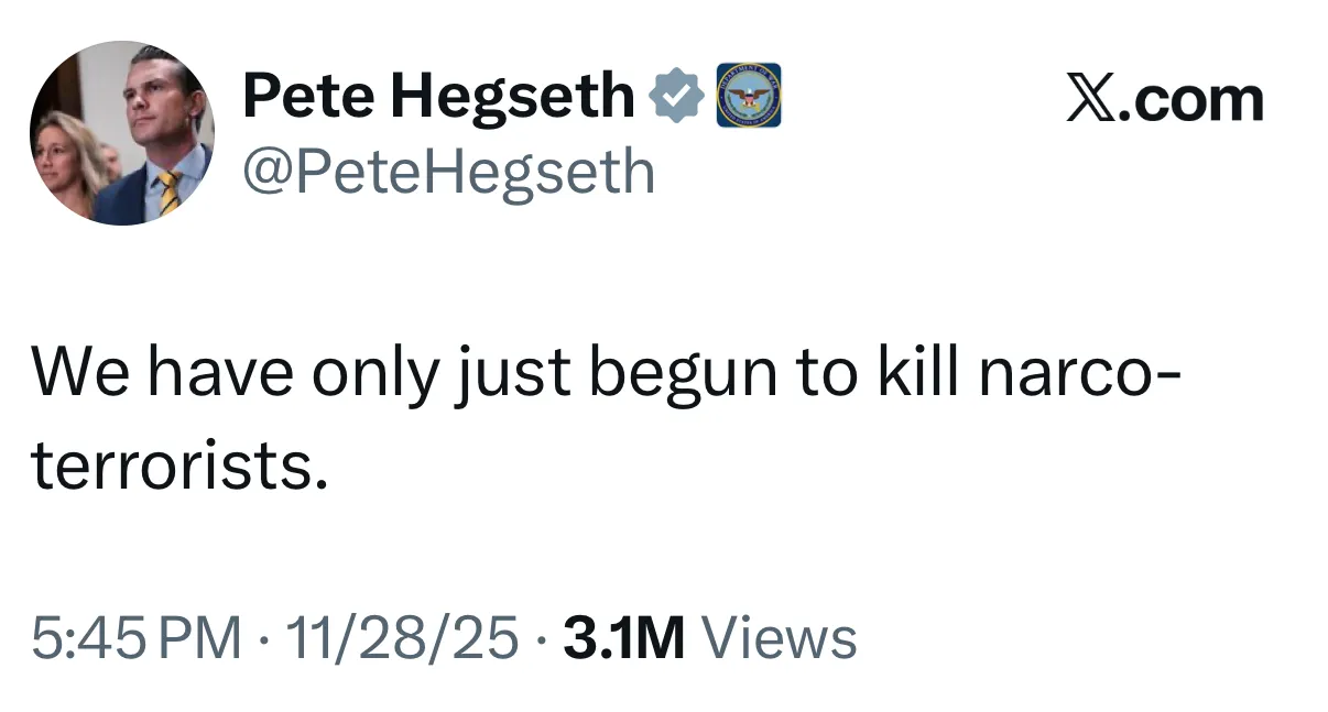 Hegseth - we have only begun to kill Tweet