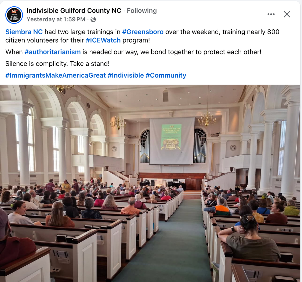 ICEWatch training in North Carolina