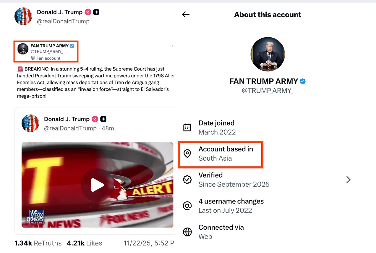Trump share from suspect Twitter account