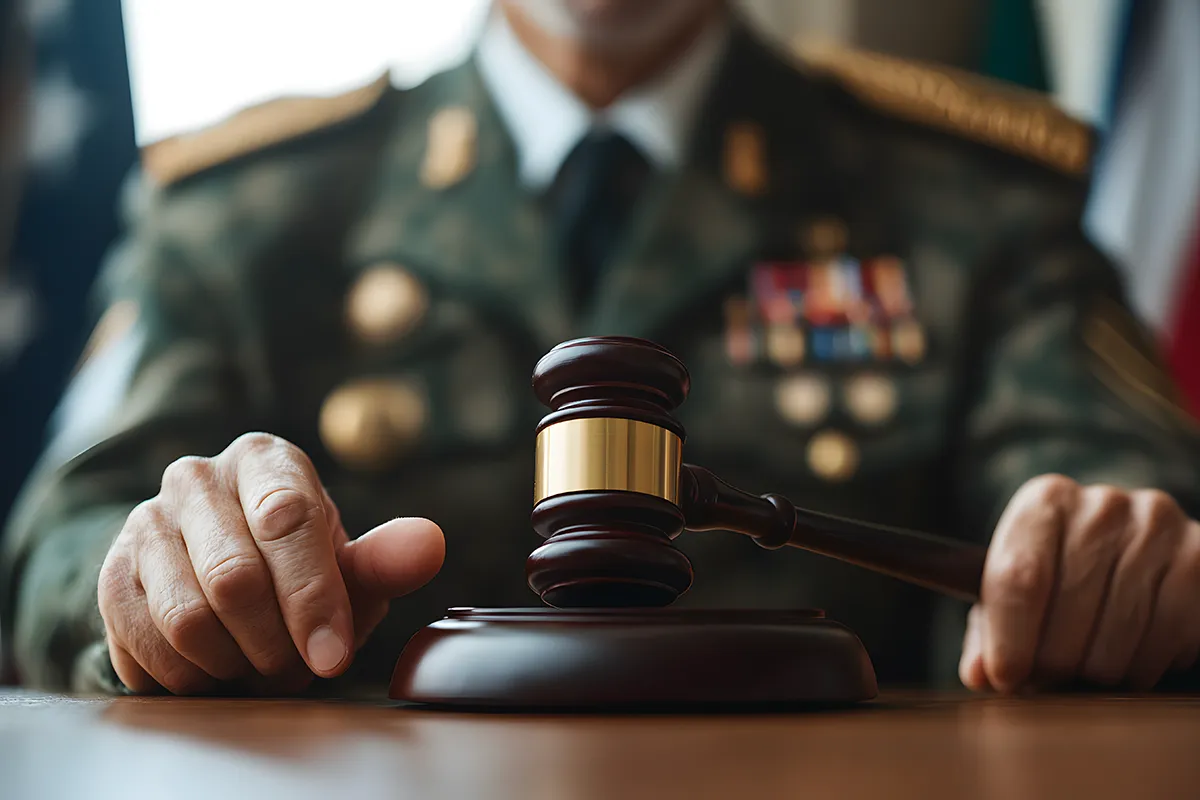 gavel in front of officer