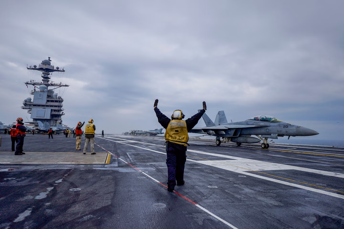 The U.S. Navy's USS Gerald R. Ford, the world's largest aircraft carrier, is now in the Caribbean region to support counternarcotics operations. It is pictured here in the North Sea off Denmark in 2023. (Hakon Mosvold Larsen/AFP/Getty Images) The U.S. Navy's USS Gerald R. Ford, the world's largest aircraft carrier, is now in the Caribbean region to support counternarcotics operations. It is pictured here in the North Sea off Denmark in 2023. (Hakon Mosvold Larsen/AFP/Getty Images)