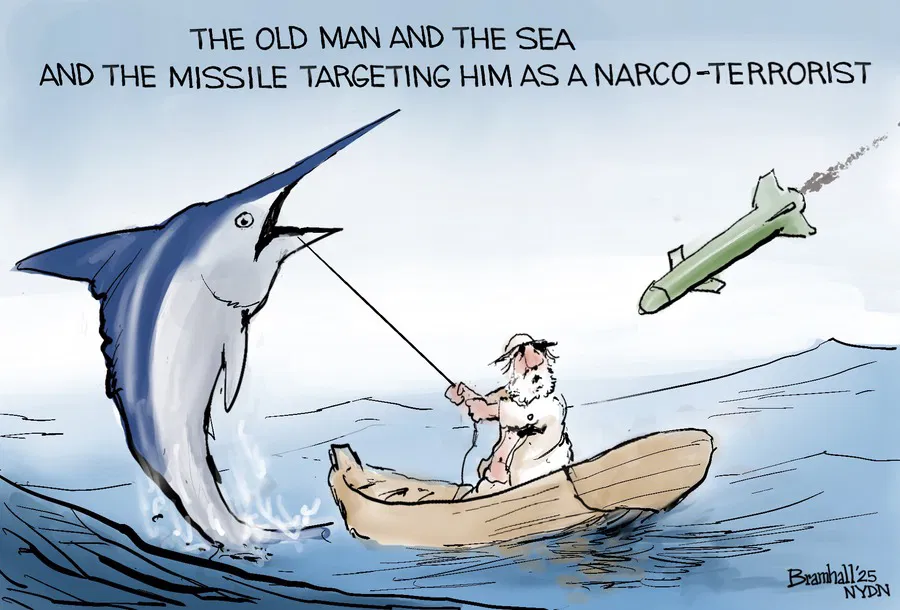 the old man and the sea and the missle targeting him as a narco-terrorist