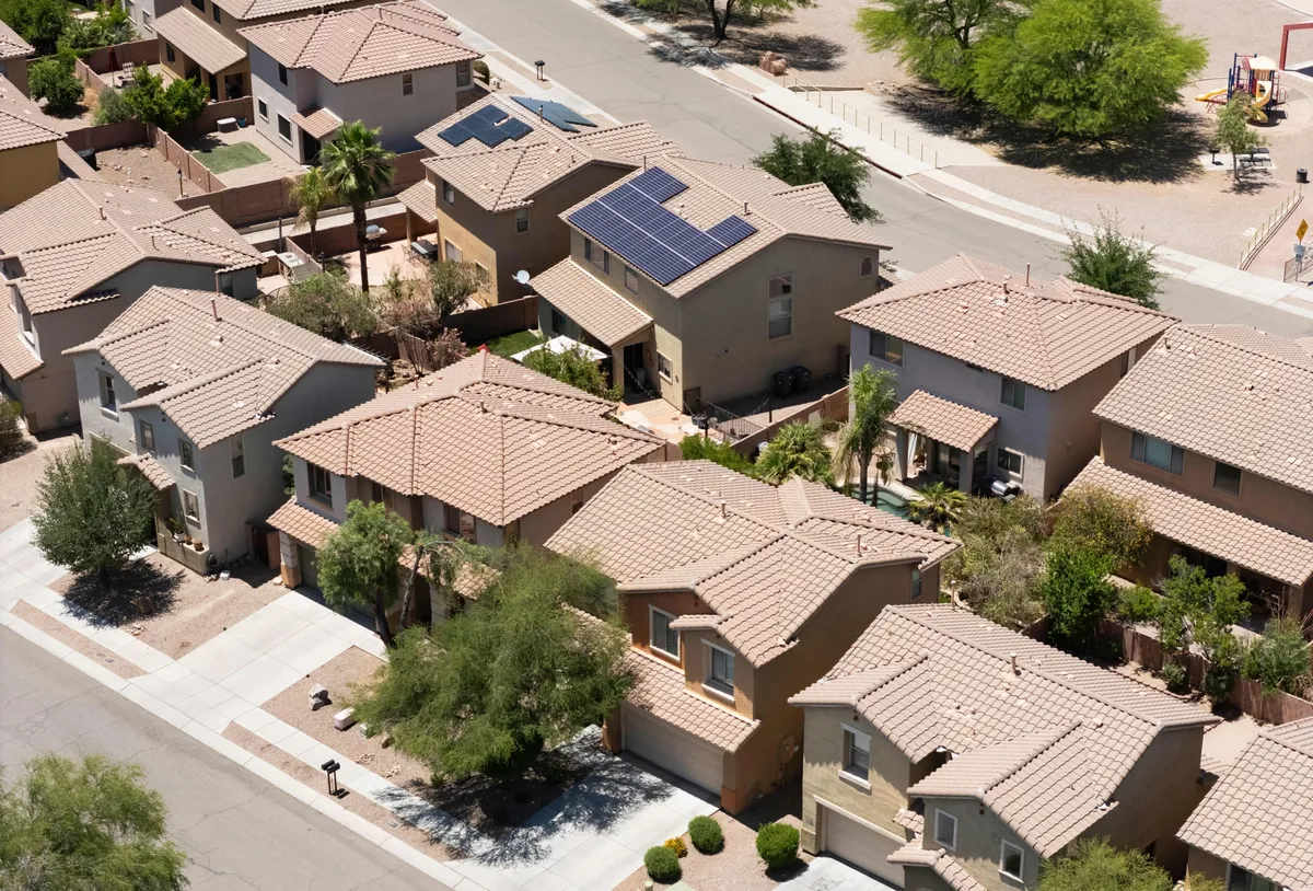 Solar panels on homes in Tucson
