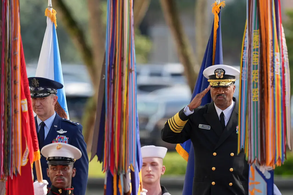 Adm. Alvin Holsey became the latest in a line of at least two dozen military leaders, many of them people of color and women, who have left their jobs this year.Credit...Rebecca Blackwell/Associated Press