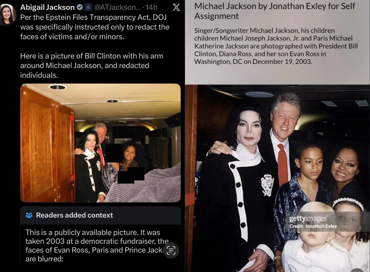 Michael Jackson Bill Clinton Diana Ross with Ross and Jackson children redacted