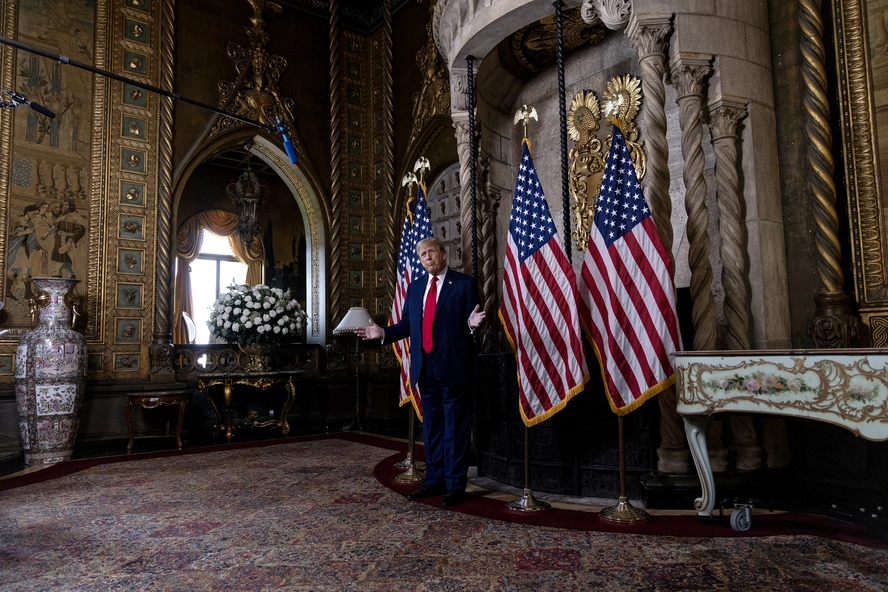President Donald Trump speaks in the library at Mar-a-Lago on March 4, 2024 in Palm Beach, Florida. | Alon Skuy/Getty Images