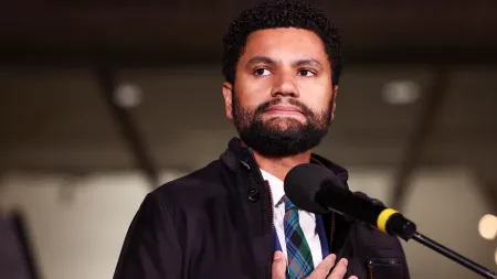 Rep. Maxwell Frost (D-FL) speaks during the ICE Out for Good Protest at the U.S. Customs and Border Protection Office in Washington, D.C. on Jan. 13, 2026. (Photo by Jemal Countess/Getty Images for MoveOn Civic Action)