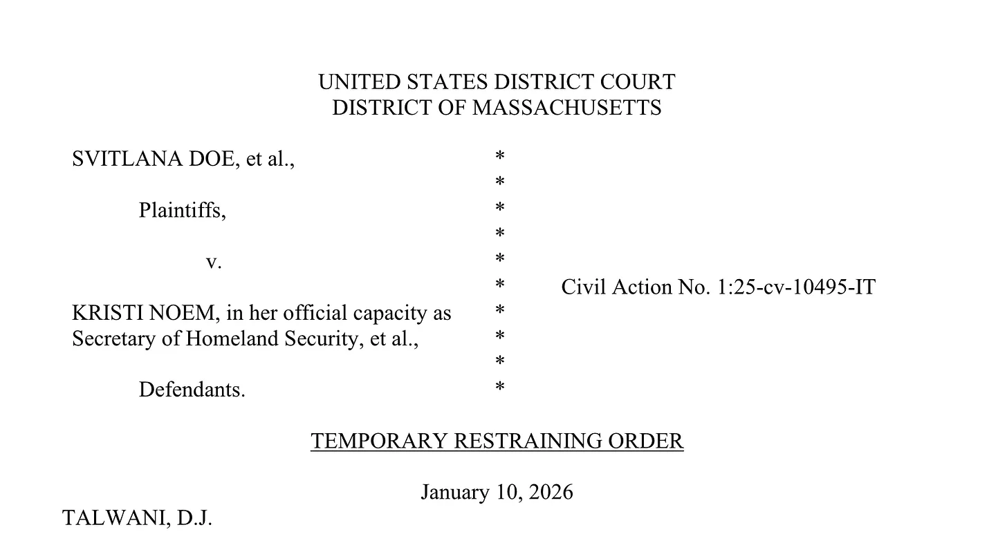 Temporary Restraining Order heading