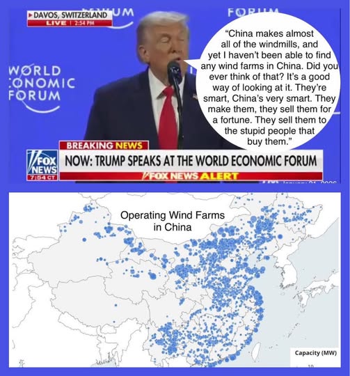 Trump denying windmills in China