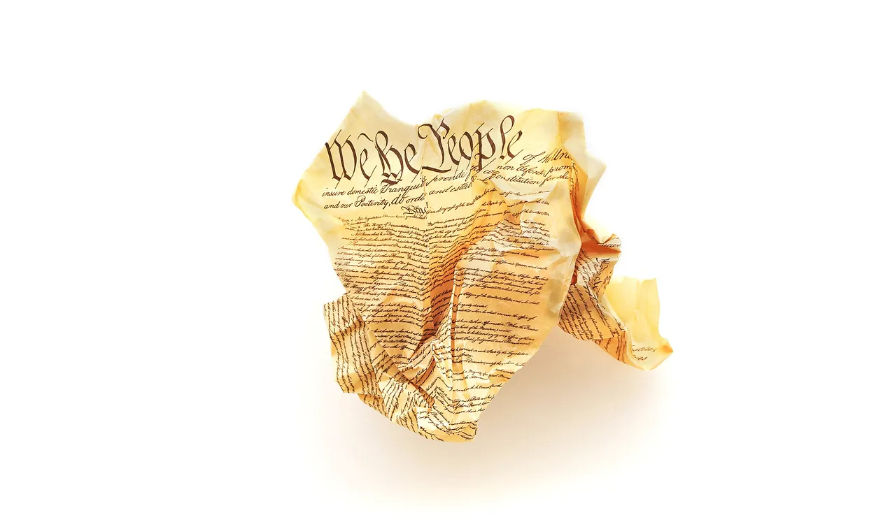 crumpled Declaration of Independence