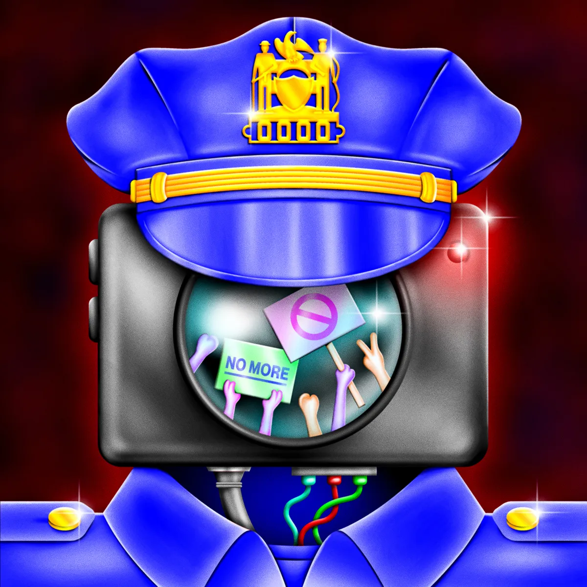 protestors and police collage