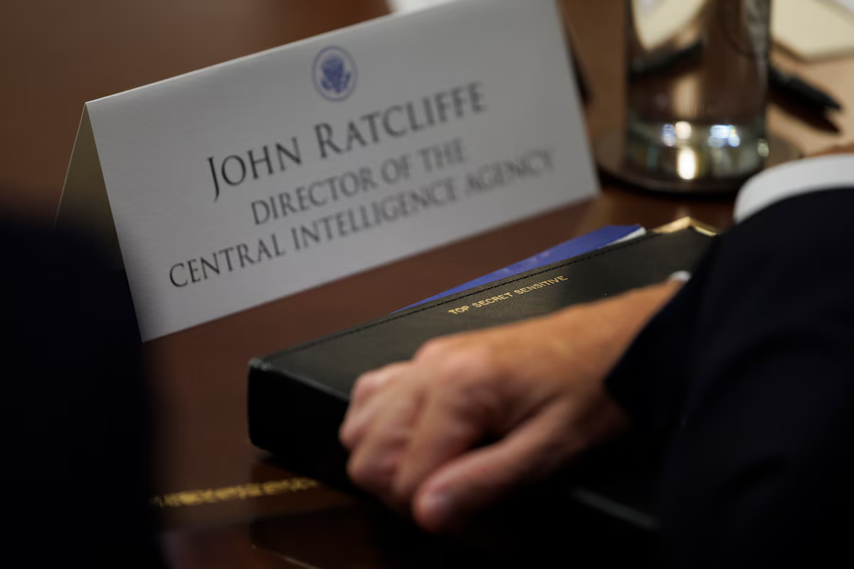 The daybook planner for CIA Director John Ratcliffe during a Cabinet meeting at the White House. (Tom Brenner for The Washington Post)