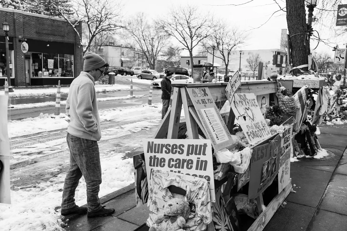 Tim at the Alex Pretti memorial in Minneapolis (Photo by Northstar Imagery)