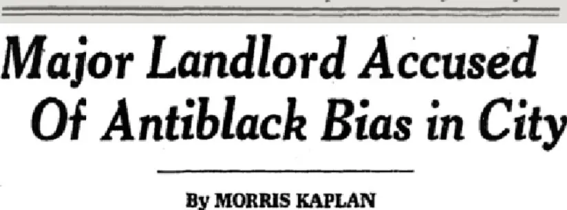 Trump makes the front page of the New York Times in 1973.