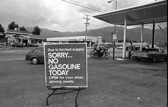 Gas station with "No gasoline today" sign, Sylmar, 1979 - San Fernando  Valley History - CSUN University Library Digital Collections