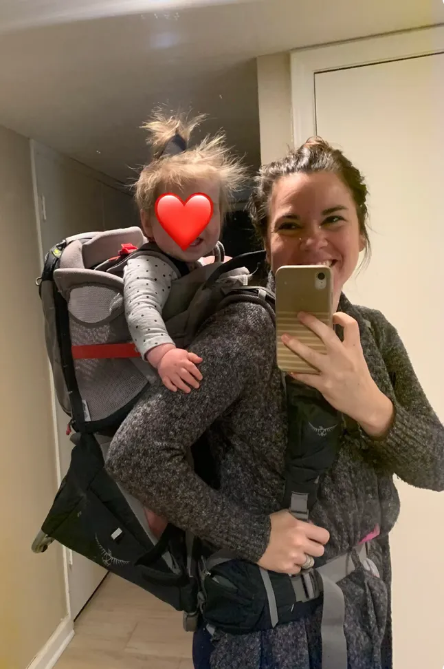 March 22, 2020 during the lockdown. Strapped the baby in order to work from home. The start of YLE. March 22, 2020 during the lockdown. Strapped the baby in order to work from home. The start of YLE.