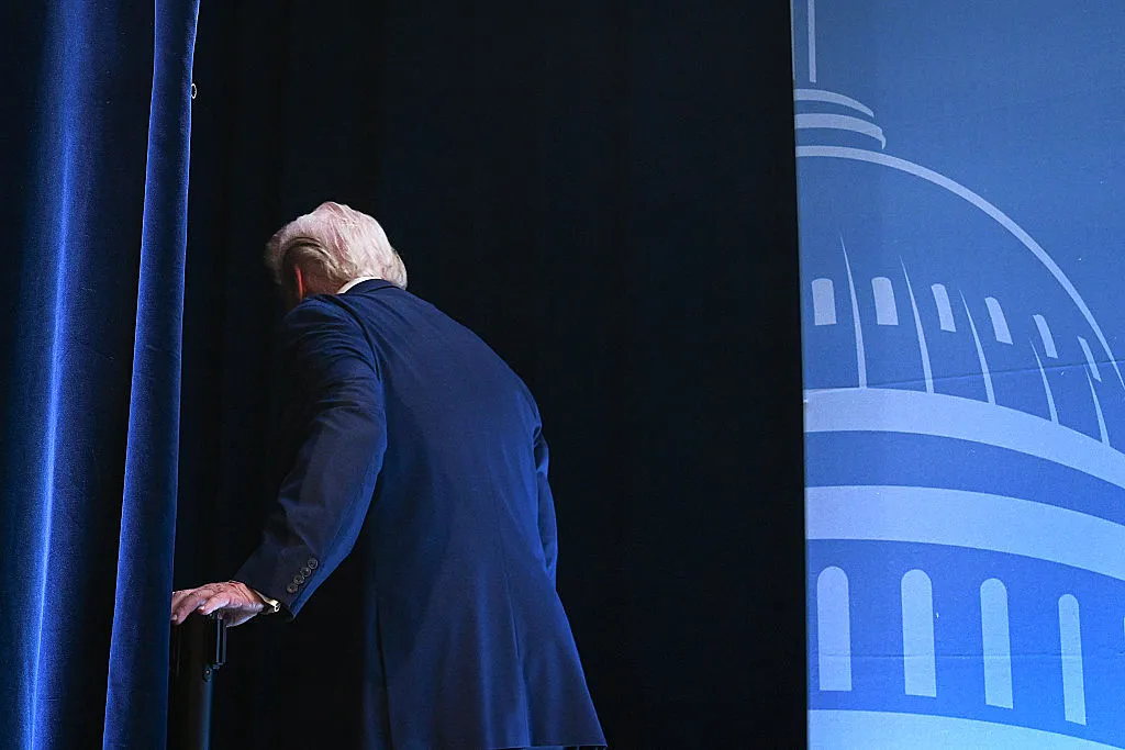 President Trump leaves the stage after speaking to the Republican Members Issues Conference on March 9, 2026 in Doral, Florida. (Photo by Roberto Schmidt/Getty Images) President Trump leaves the stage after speaking to the Republican Members Issues Conference on March 9, 2026 in Doral, Florida. (Photo by Roberto Schmidt/Getty Images)