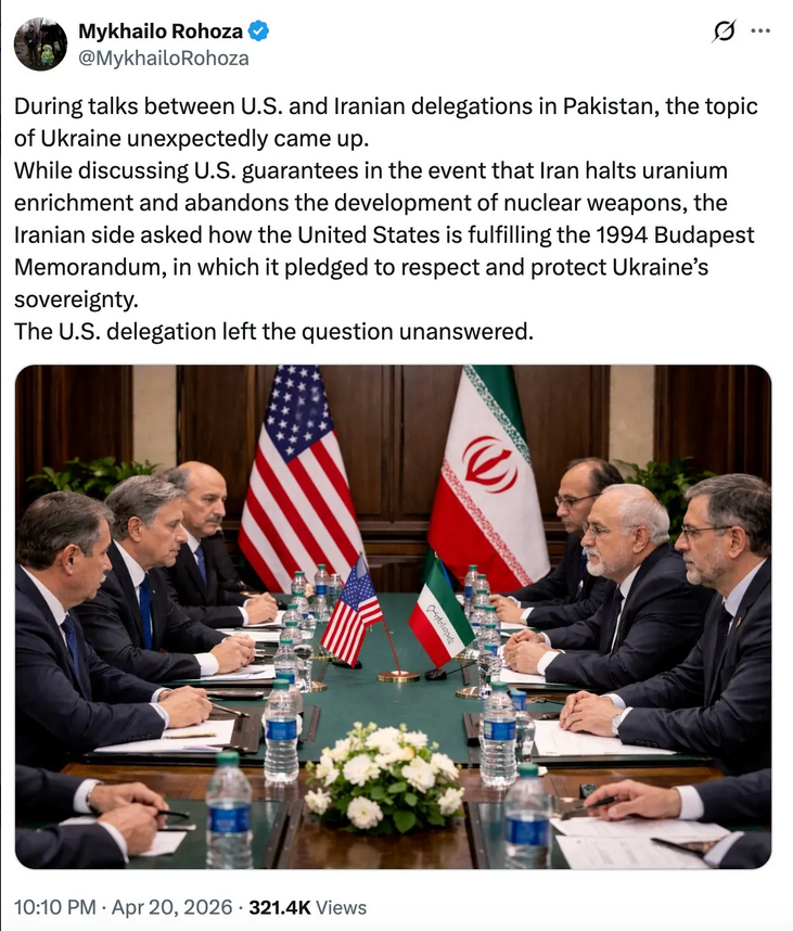 the Iranian side asked how the United States is fulfilling the 1994 Budapest Memorandum