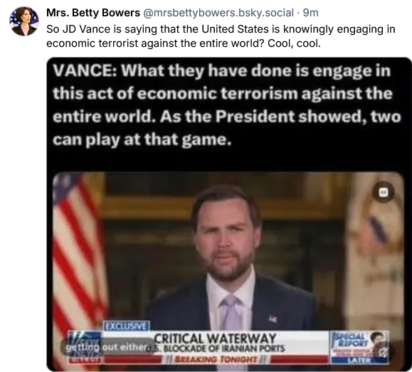 Vance - economic terrorism