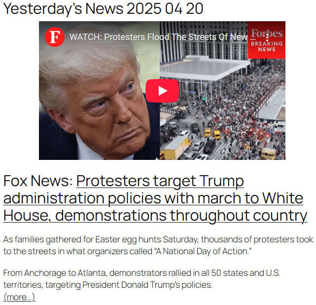 Yesterday's News 2025 04 20