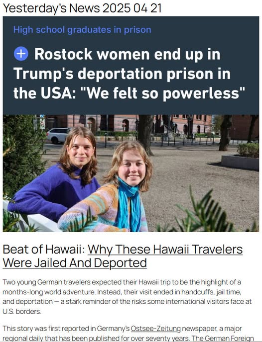 Yesterday's News 2025 04 21