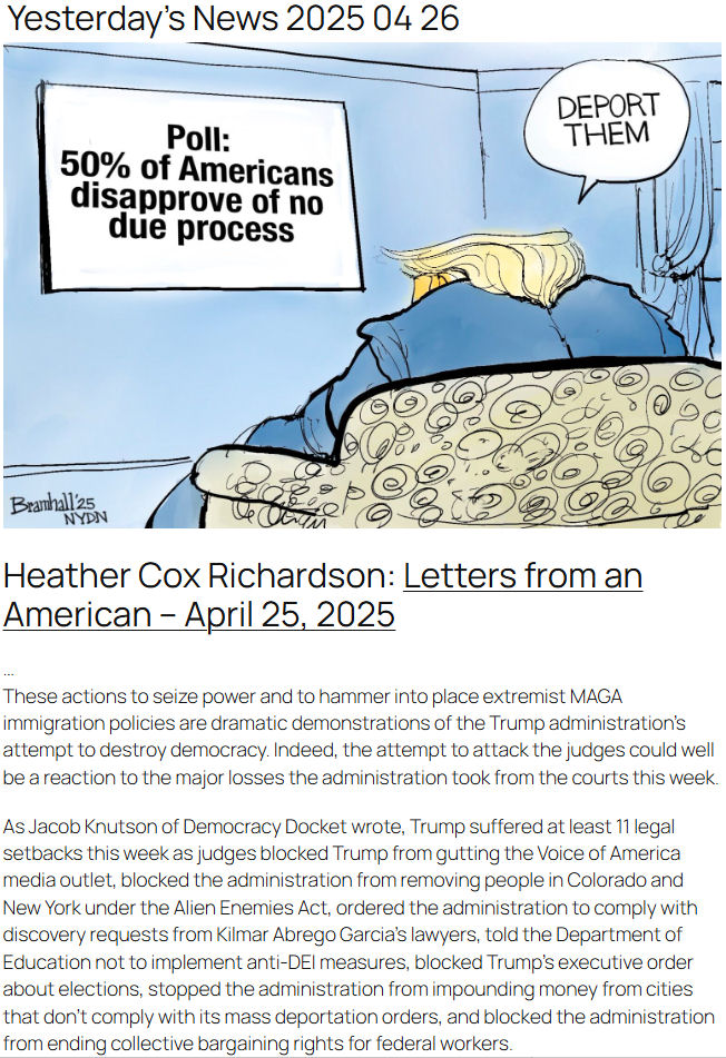 Yesterday's News 2025 04 26
