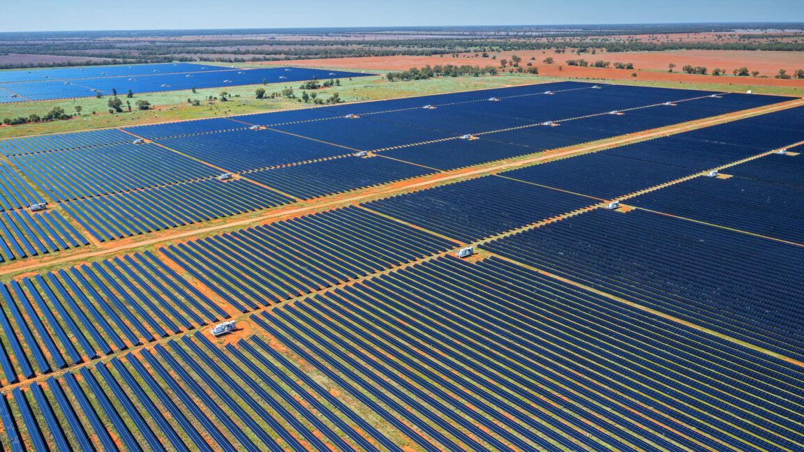 Renewable energy in rural Australia. Nyngan Solar Plant is one of the largest solar farms in Australia