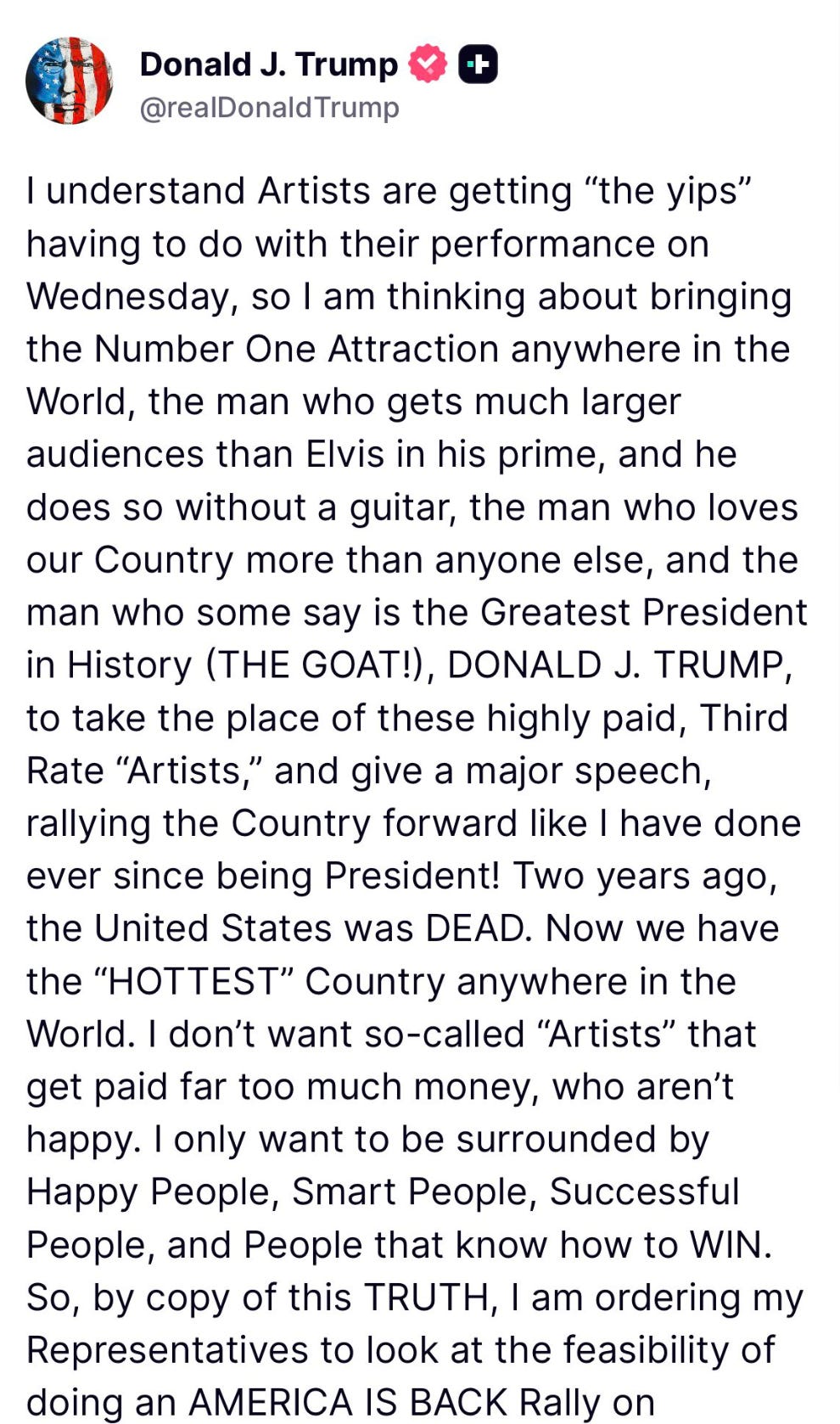 2026 May 30 - DJT - 'truth'