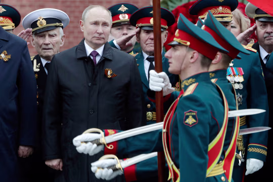 Russian President Vladimir Putin attended a wreath-laying ceremony after the 2021 Victory Day parade in Moscow. Mikhail Metzel/Press Pool