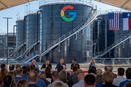 Google executives and politicians during a media event at the Google Midlothian Data Center in Texas last year. Jonathan Johnson/Bloomberg News