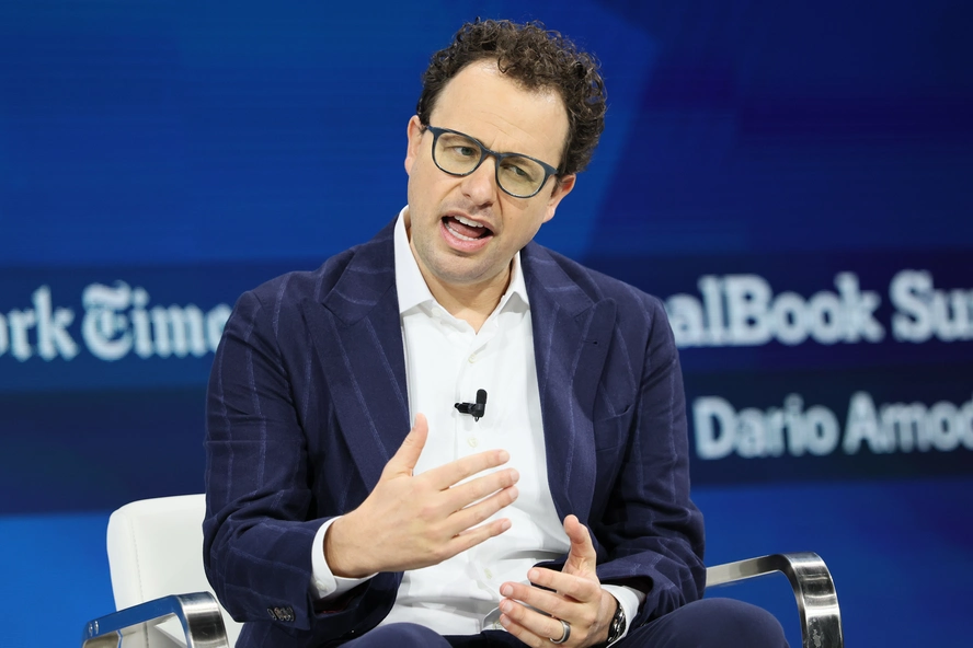 CEO and co-founder of Anthropic Dario Amodei speaks onstage during the 2025 New York Times Dealbook Summit at Jazz at Lincoln Center in New York, on Dec. 3, 2025. | Michael M. Santiago/Getty Images