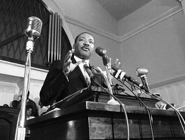 In this 1960 file photo, Martin Luther King Jr. speaks in Atlanta (Source: Associated Press).