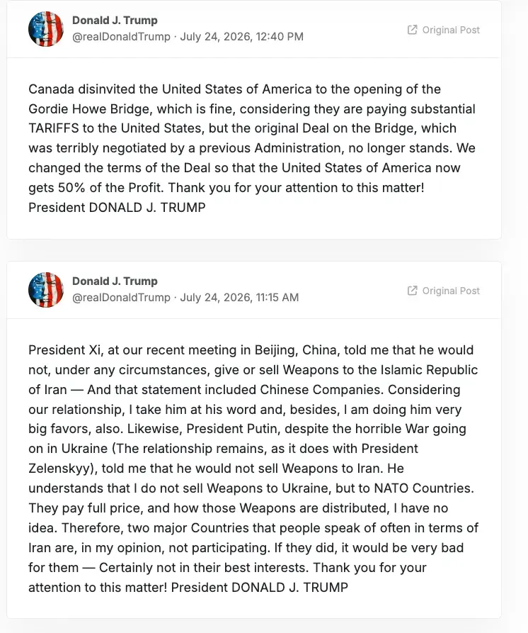 2026-07-24 DJT posts