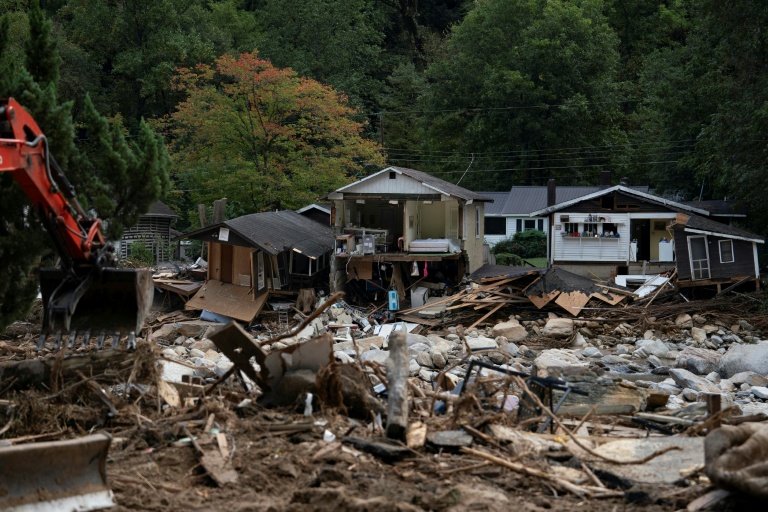 Damage from Hurricane Helene is seen in Chimney Rock, North Carolina in October 2024 (Allison Joyce)