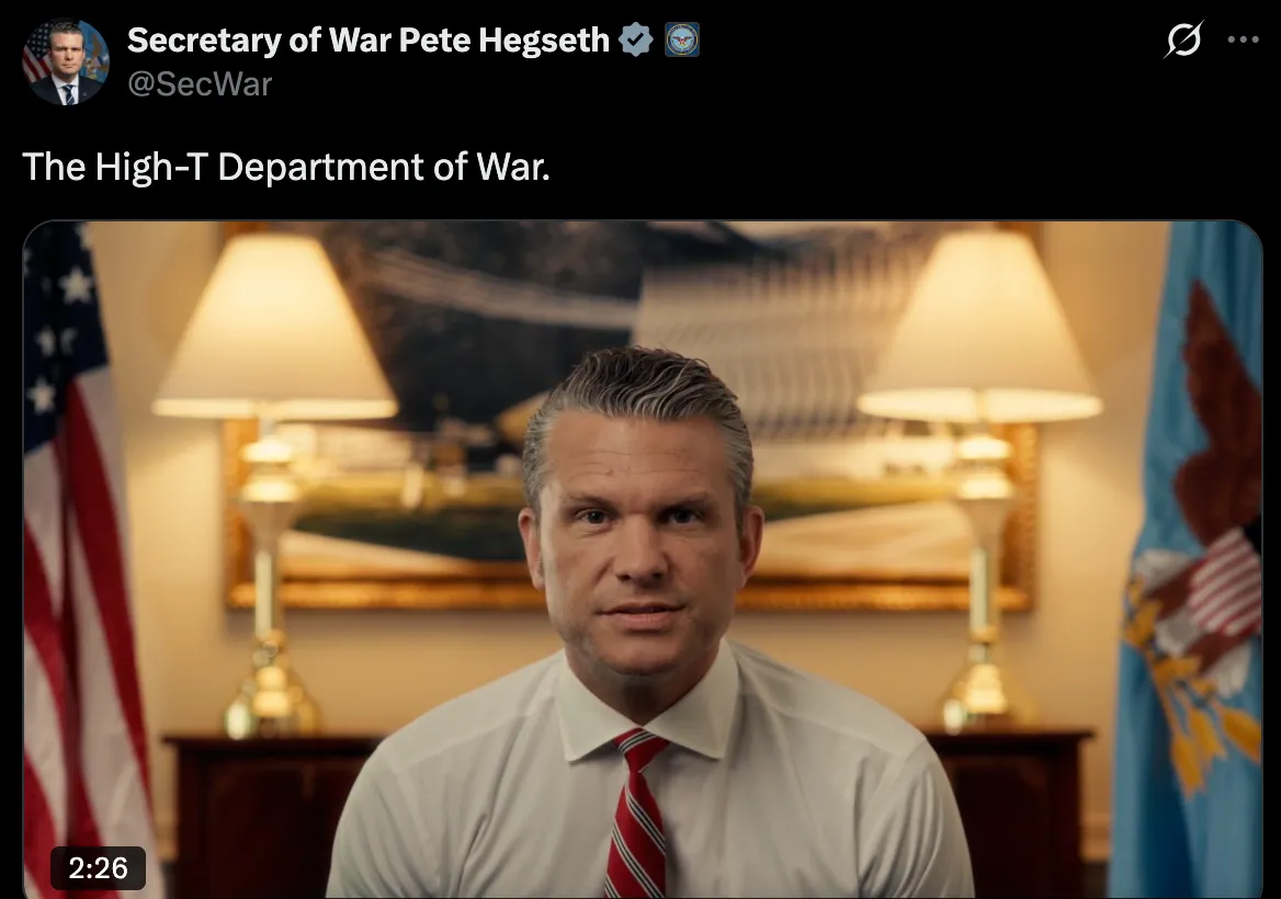 The High-T Department of War The High-T Department of War