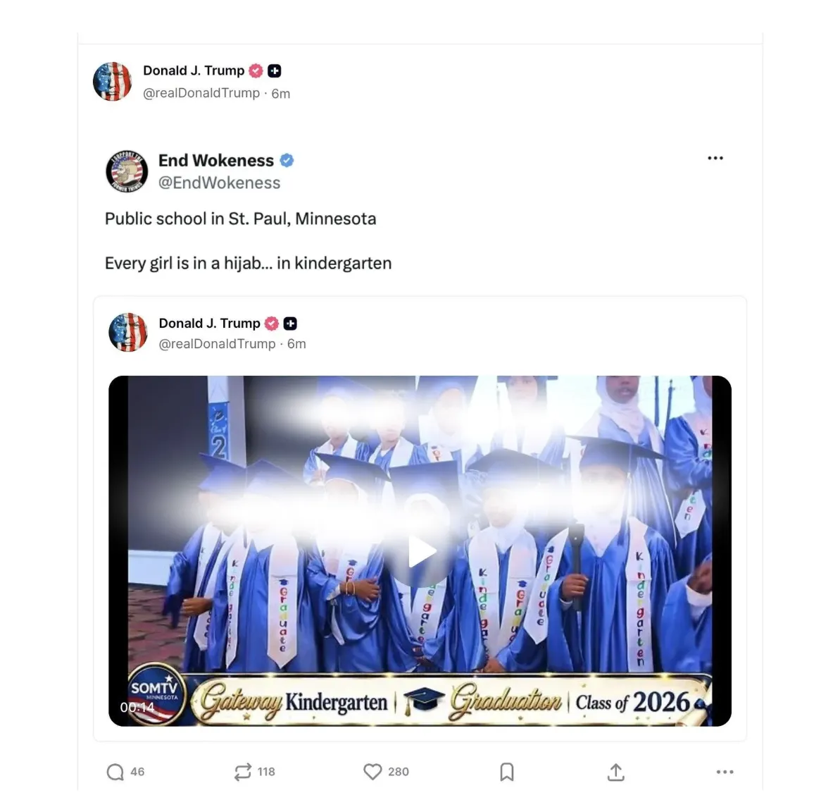 Trump post about Muslim children