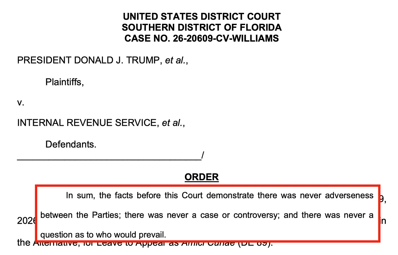 “In sum, the facts before this Court demonstrate there was never adverseness between the Parties; there was never a case or controversy; and there was never a question as to who would prevail,” Williams wrote.