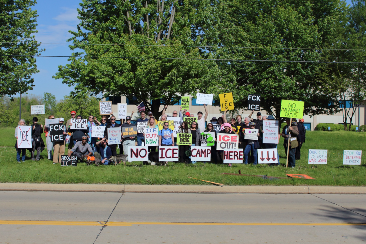 Outside of the proposed ICE warehouse in Romulus, Michigan, near Detroit, protesters hold a weekly “Solidarity Saturdays” rally.Coalition to Shut the Camps