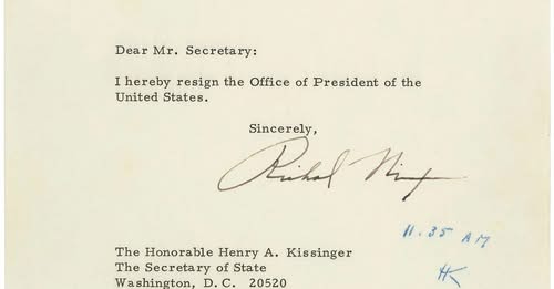 1974-08-09 Nixon resignation letter