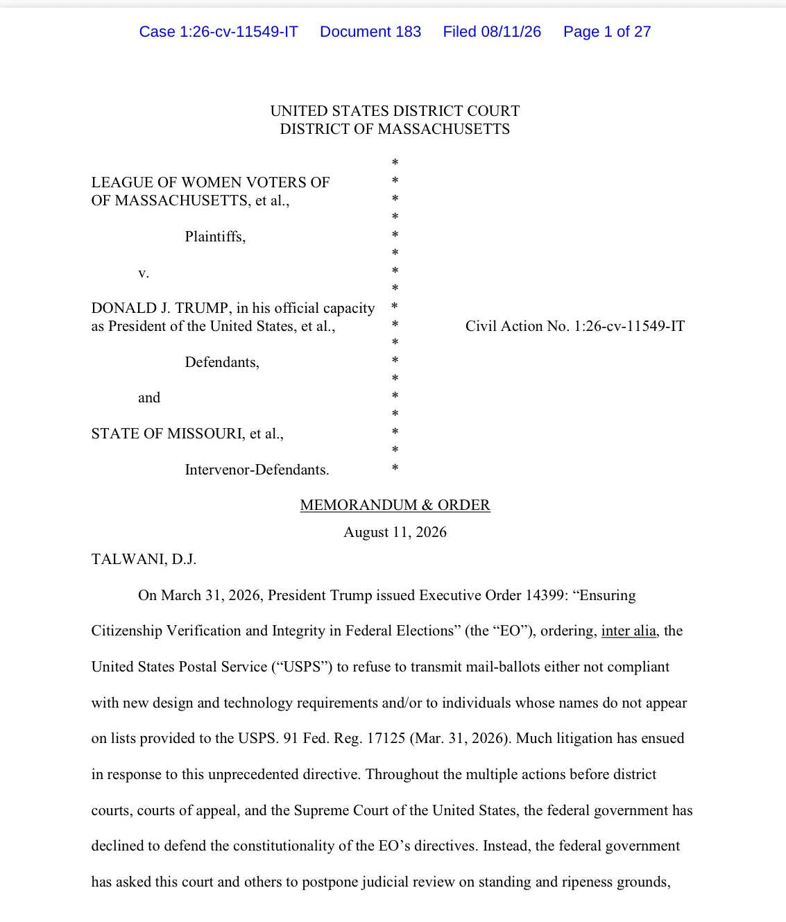 2026-08-11 LWV v. DJT