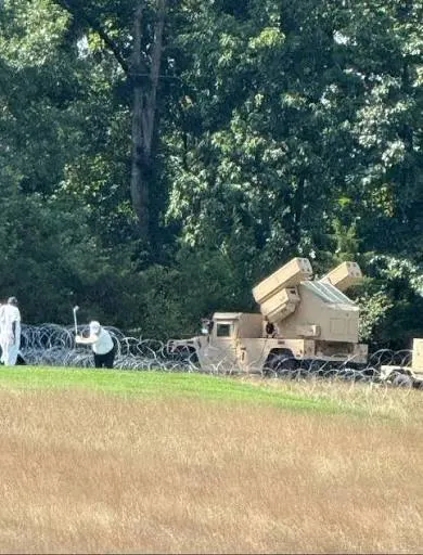 Trump golfing next to air defense missle launcher