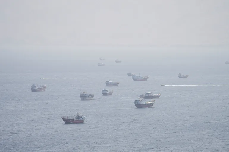 Vessels near the Strait of Hormuz, as seen from Musandam, Oman, September 2, 2026 [Reuters]