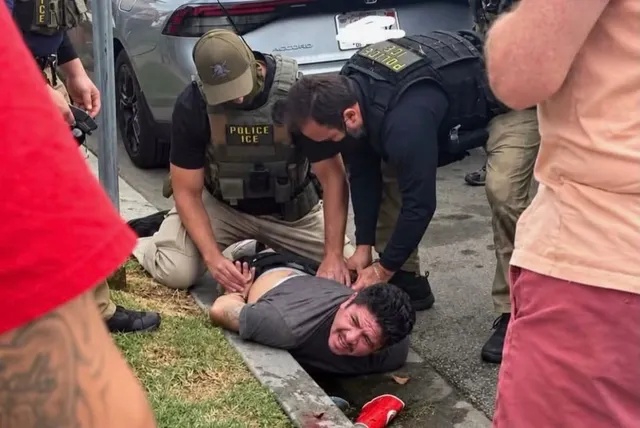 ICE agents detain U.S. citizen Ricardo Gonzalez, 40, after hitting him with their car and tasing him twice Saturday, Oct. 17, 2026. Courtesy of Wendy Rodriguez.